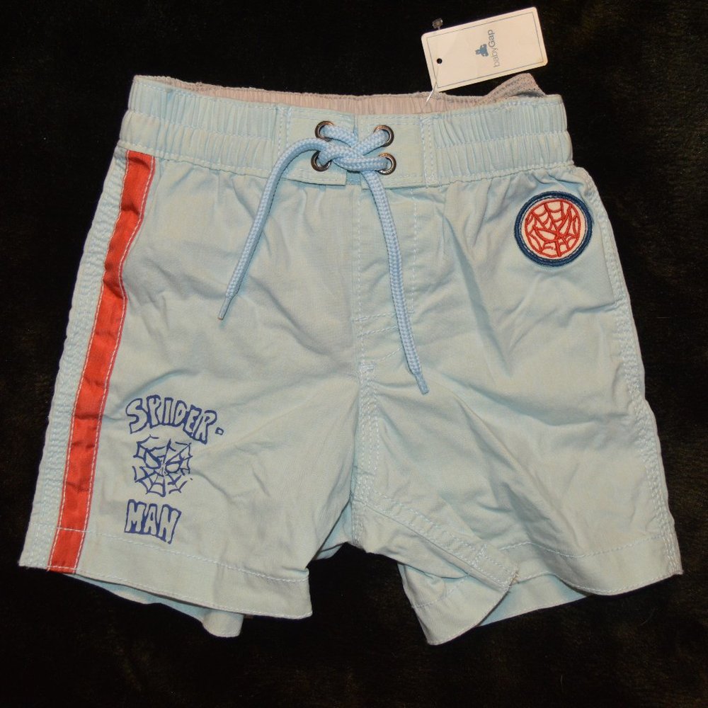 Baby Gap NWT Spiderman Blue Swim Trunks 18-24 Months